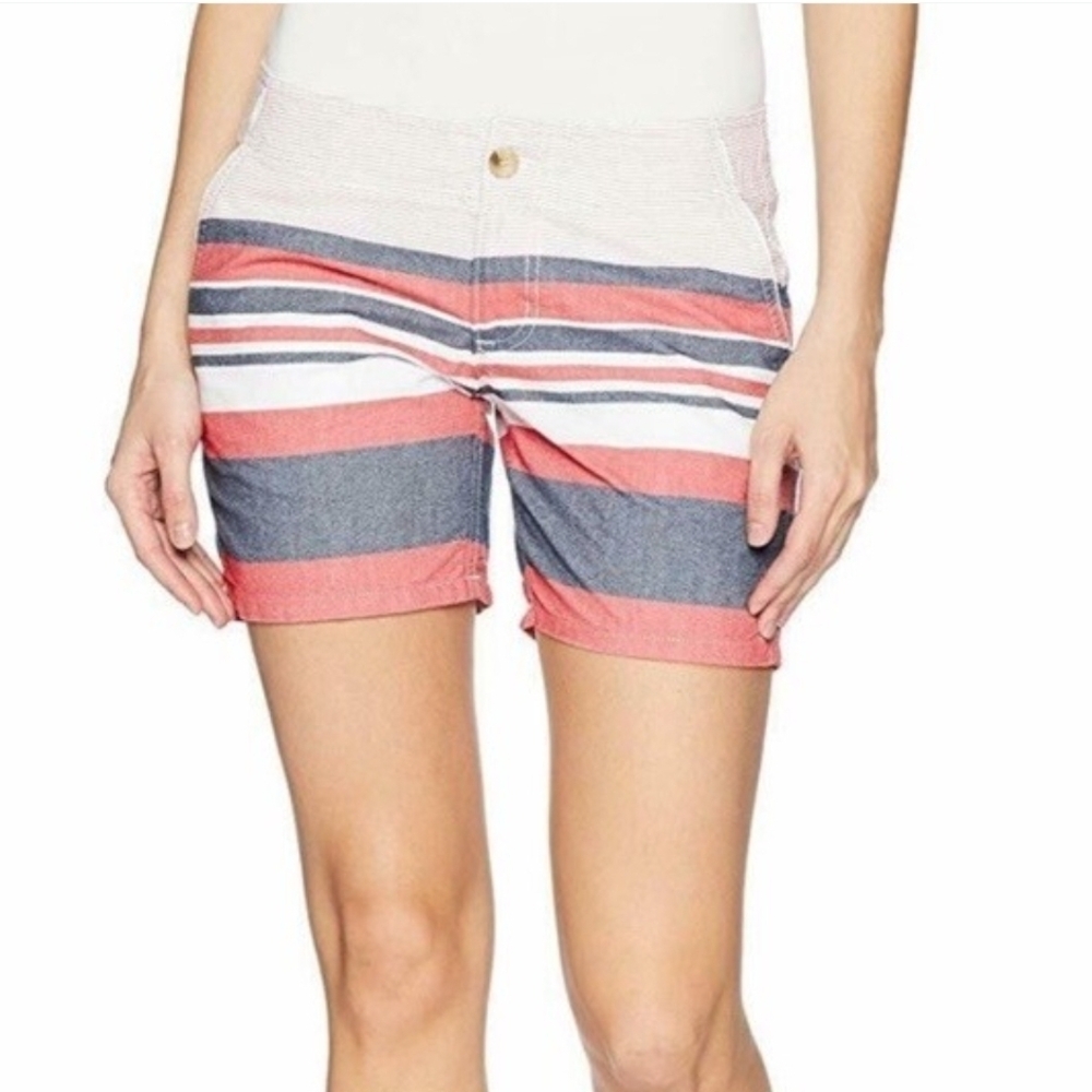 Columbia PFG Solar‎ Fade Shorts Pink Red Blue White Stripe Cotton Women's 22 2X